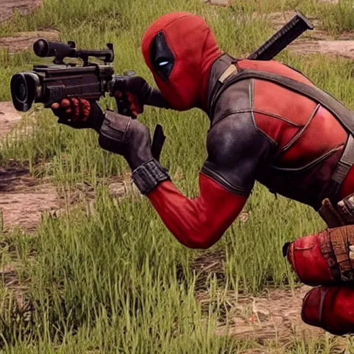 Image similar to Deadpool in red dead redemption 2 4K quality