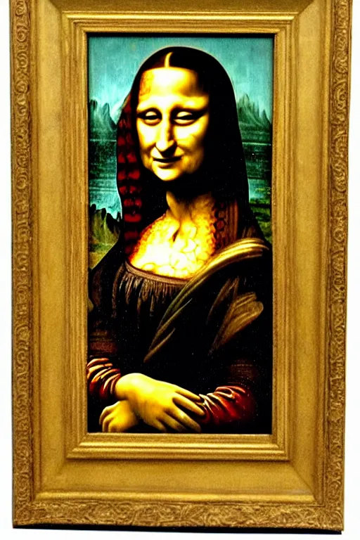 Image similar to oil painting of zombie mona lisa by leonardo da vinci