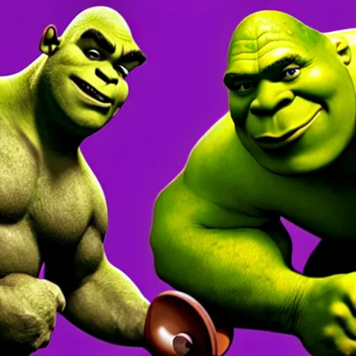 Image similar to shrek vs hulk