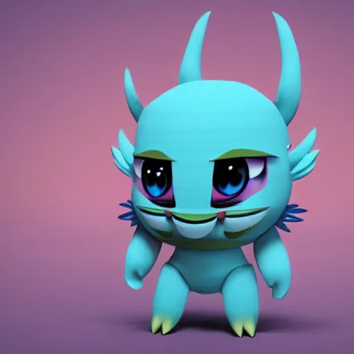 Image similar to cute fumo plush of a creature from an old tokusatsu film, chibi monster, vray