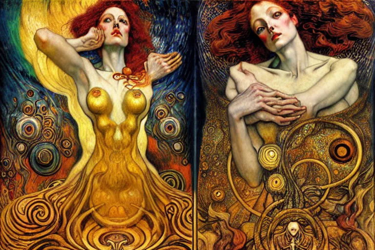 Image similar to Divine Chaos Engine by Karol Bak, Jean Delville, William Blake, Gustav Klimt, and Vincent Van Gogh, symbolist, visionary