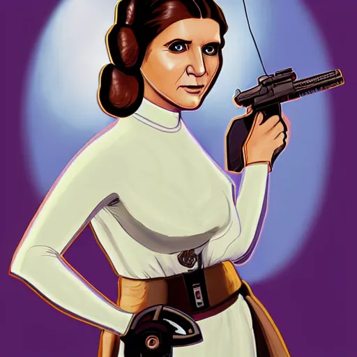 Image similar to princess leia, by andrew baker