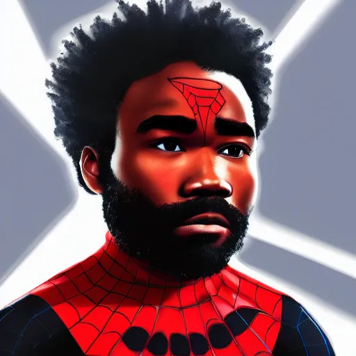 Prompt: Donald Glover as Miles Morales, photo, detailed, 4k