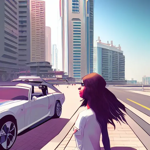 Image similar to gta : dubai, by ilya kuvshinov