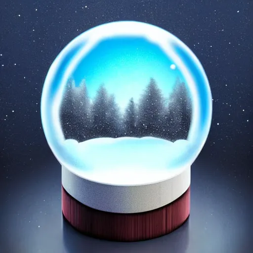 Image similar to summer weather inside a snowglobe. Beautiful colorful clouds in moody greys and blues. High quality digital art, trending on artstation