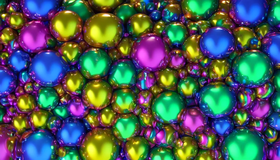 Image similar to metallic rainbow spheres in water, hyperdetailed, artstation, cgsociety, 8 k