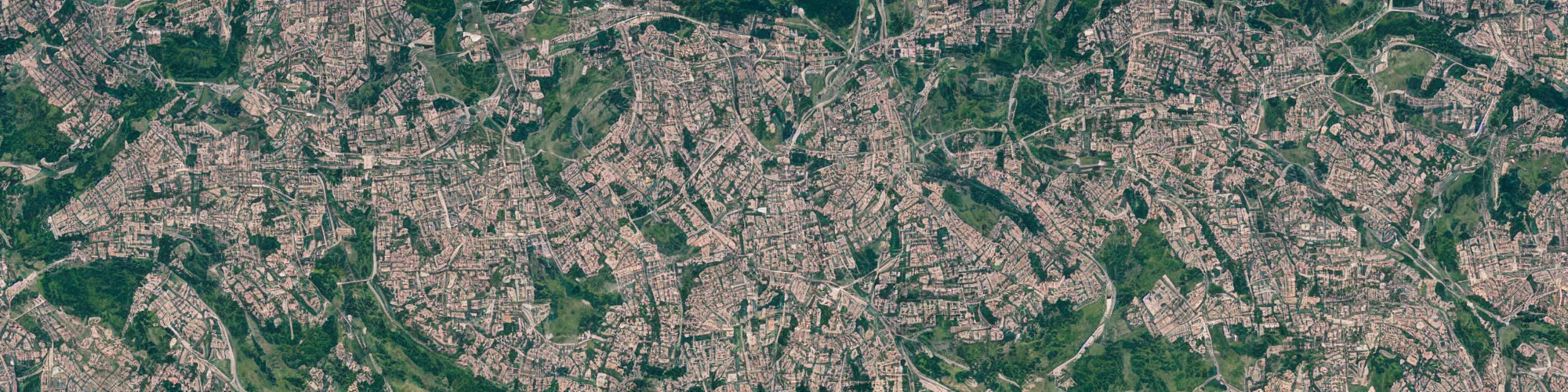 Image similar to satellite view of a town shaped like a dragon