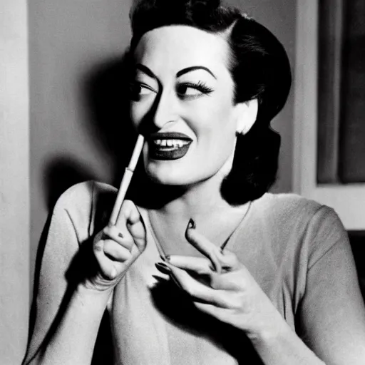 Prompt: joan crawford smoking a joint