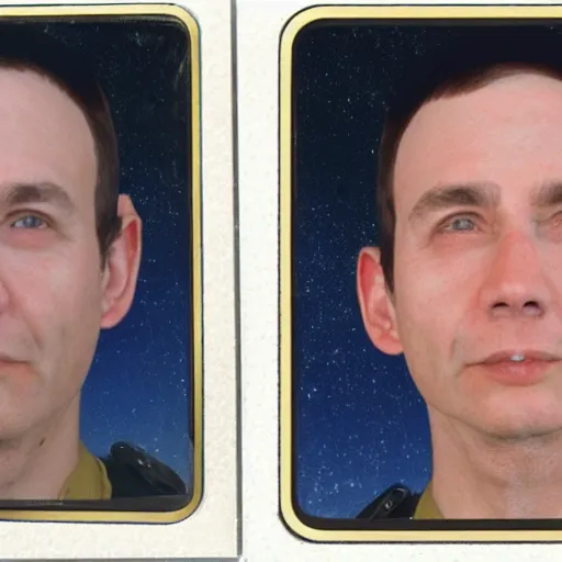 Prompt: id photo of a space officer