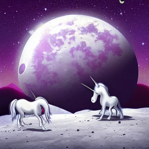 Image similar to unicorns on the moon