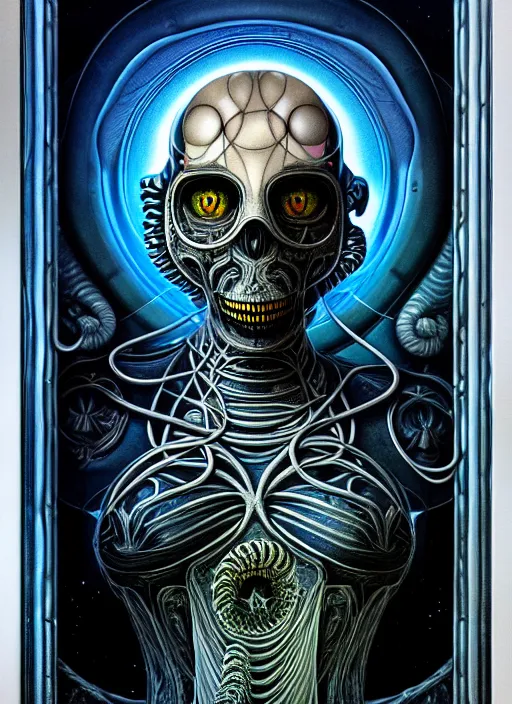 Prompt: cosmic lovecraft giger fractal glass inside glass portrait, pixar style, by tristan eaton stanley artgerm and tom bagshaw.