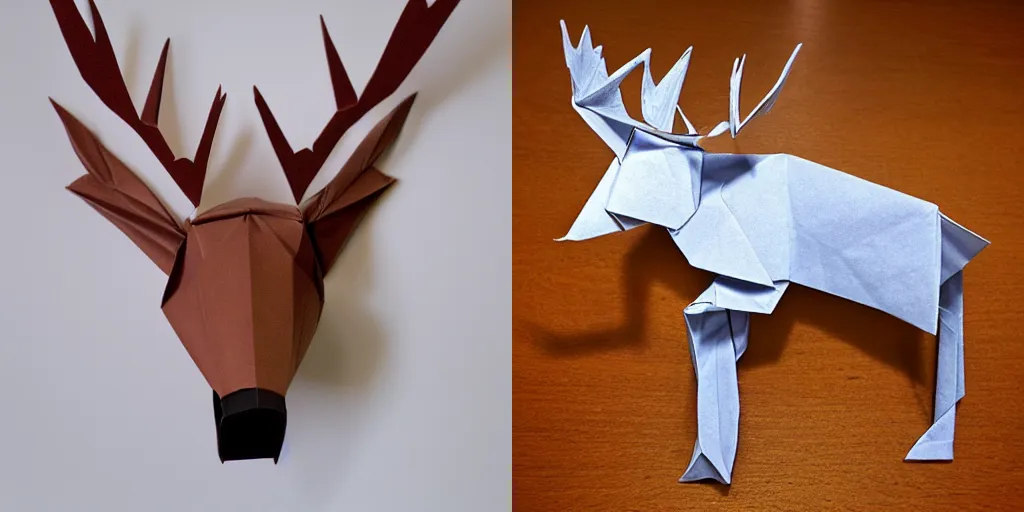 Prompt: an origami moose