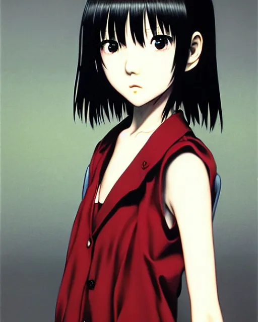 Prompt: a highly realistic, true to life portrait of a beautiful japanese girl, serial experiments lain, wired, sharp focus, with sharp features, a beautiful face, soft smile, under studio lighting, taken with a canon eos camera with 1 3 5 mm focal length, art by range murata and yasuyuki ueda