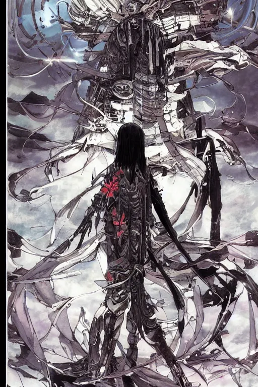 Prompt: beautiful coherent award-winning manga cover artwork, drawn by tsutomu nihei and studio ghibli, full color