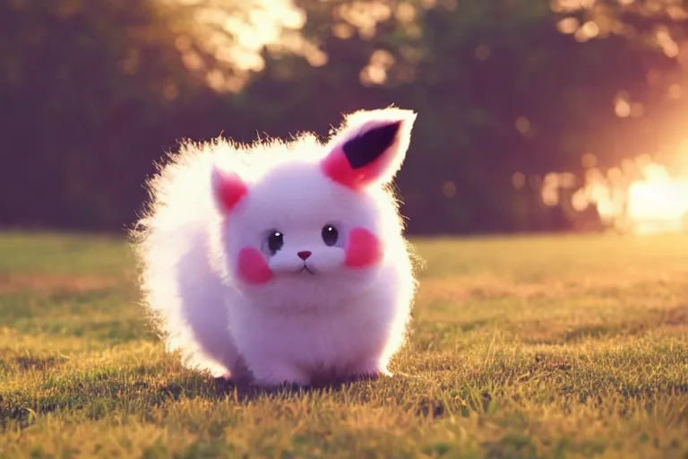 Prompt: real life pokemon, cute!!!, content!!!, mischievous!!!, adorable!!!, fluffy!!!, ultra realistic!!!, golden hour, sharp focus, tiny amount of chromatic aberration