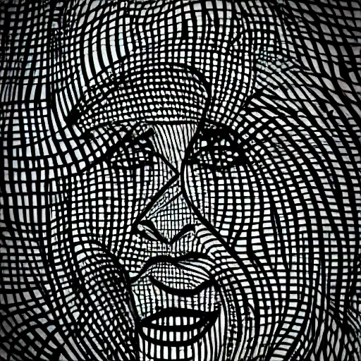 Image similar to scribble art portrait, lines, forms, shapes, abstract minimalism