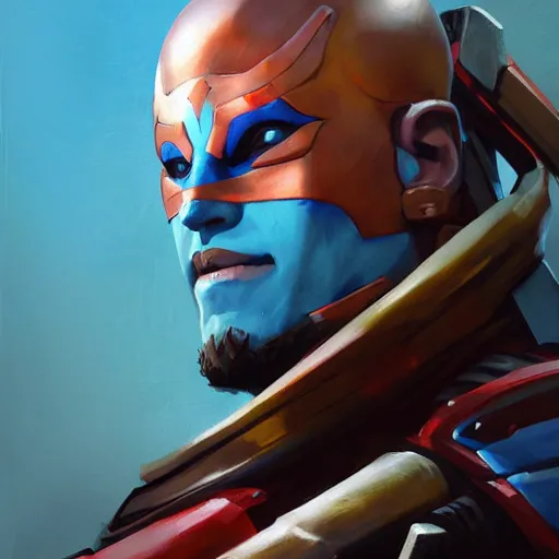 Image similar to greg manchess portrait painting of partially armored yondu udonta as overwatch character, medium shot, asymmetrical, profile picture, organic painting, sunny day, matte painting, bold shapes, hard edges, street art, trending on artstation, by huang guangjian and gil elvgren and sachin teng