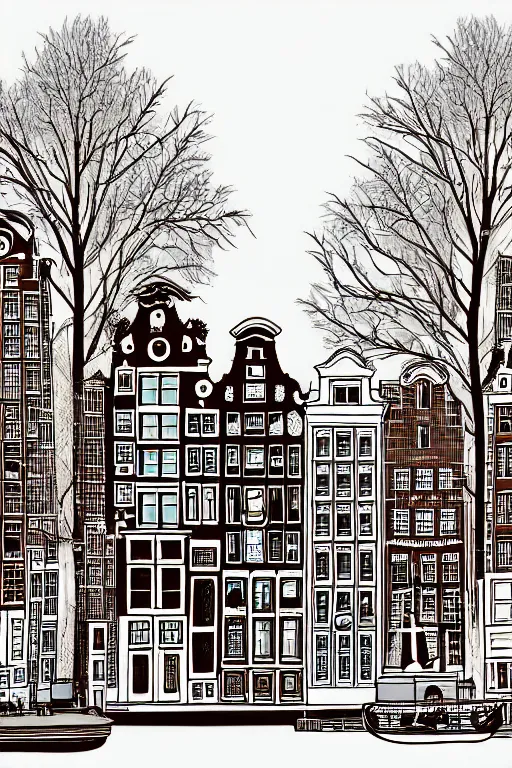 Image similar to amsterdam, illustration, in the style of henry rivers