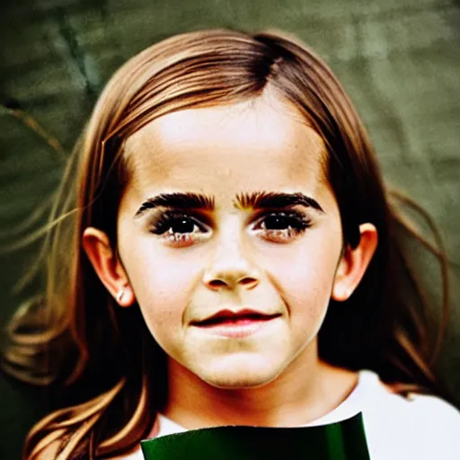 Prompt: a face portrait of emma watson at 6 years old. photography.