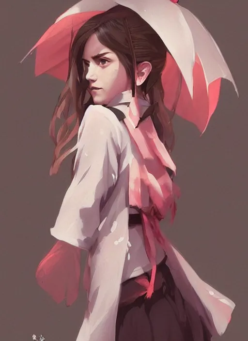 Prompt: emma watson as nezuko from demon slayer ねずこ wearing kimono covered mouth by artgem by greg rutkowski trending on artstation