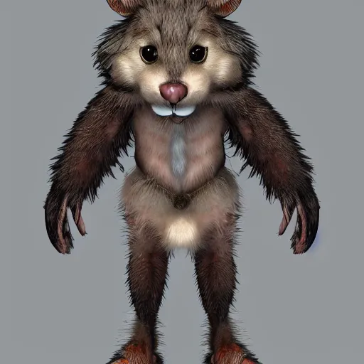 Image similar to a full body shot of an anthro furry rat wearing a fantasy outfit, highly realistic, furry art, furaffinity, deviantart, symmetrical, highly detailed, award winning, trending