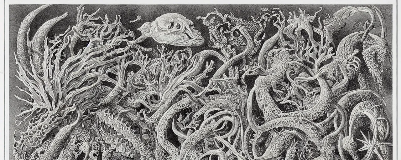 Image similar to sea monster by Ernst Haeckel