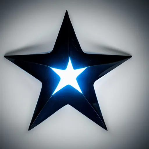 Image similar to dark blue glowing ceramic star shape, photograph