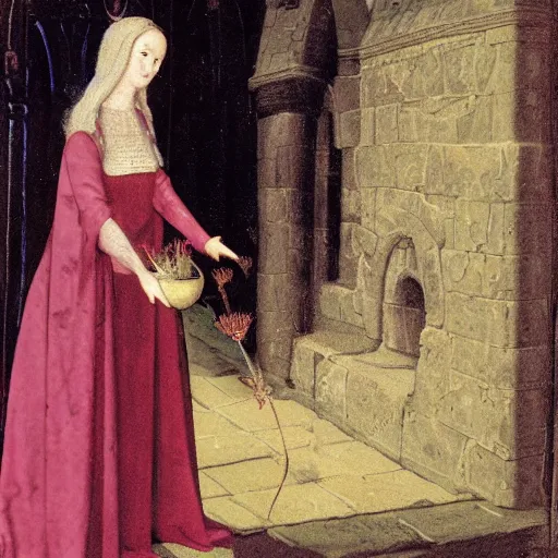 Prompt: medieval carnation lady