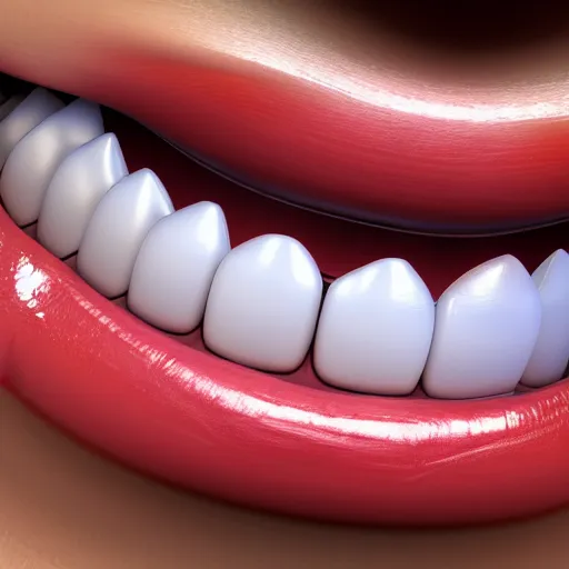 Image similar to poorly rendered 3 d set of teeth