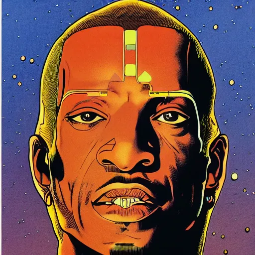 Image similar to marlon wayans retro minimalist portrait moebius starwatcher comic by jean giraud, 8 k