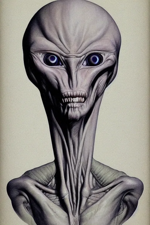 Image similar to portrait of an alien from barlowe's guide to extraterrestrials, hyperreal, very detailed art, elegant, sophisticated, high resolution, smooth