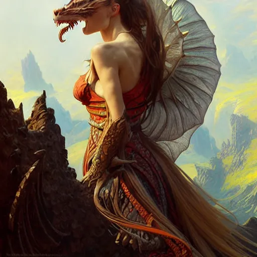 Prompt: portrait of a dragon watching the world underneath, mountains, d & d, fantasy, intricate, elegant, highly detailed, digital painting, artstation, concept art, smooth, sharp focus, illustration, art by artgerm and greg rutkowski and alphonse mucha