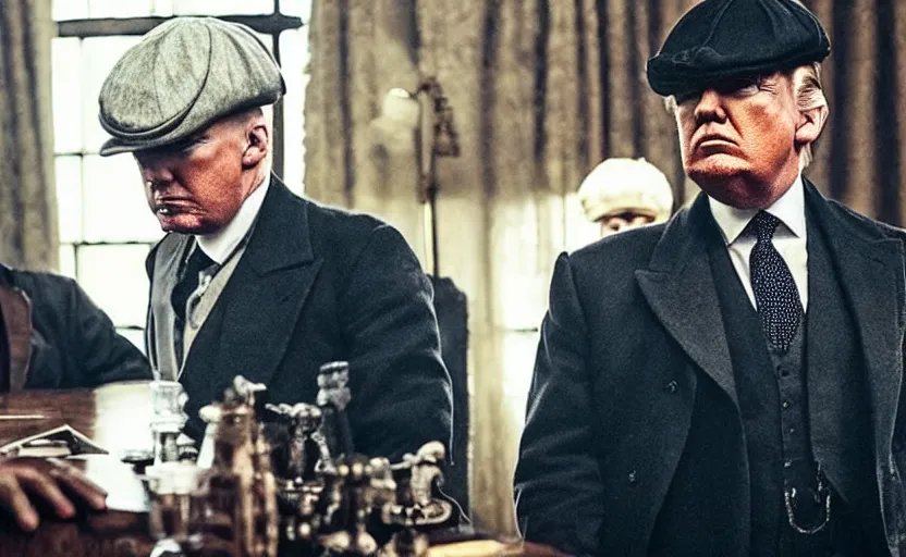 Image similar to “ trump in the peaky blinders ”