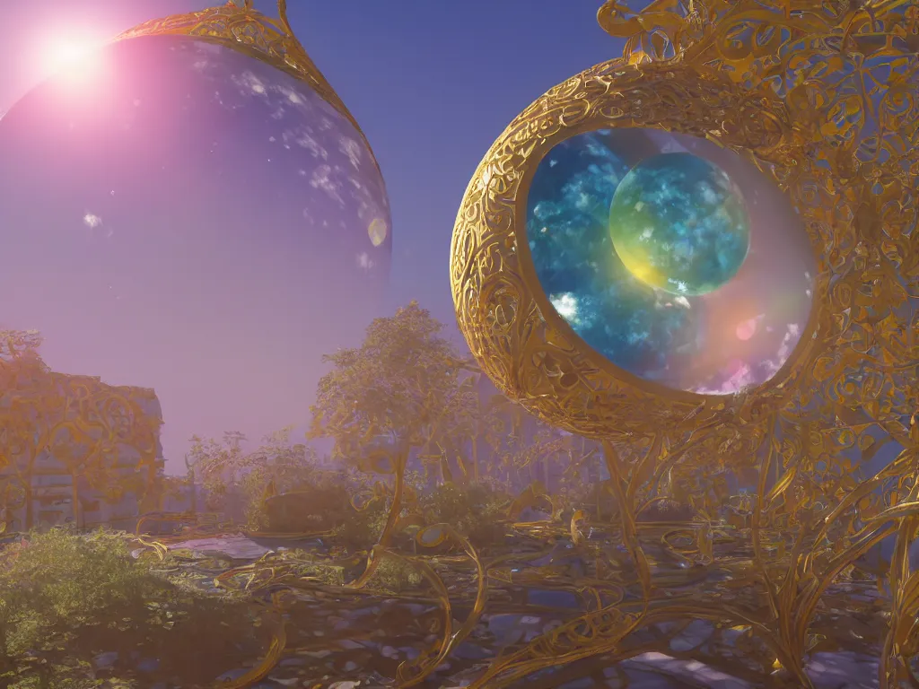 Prompt: 3 d render, sunlight study, the universe is a spheroid region 7 0 5 meters in diameter, art nouveau, 3 d render, by margaret mee and ( ( ( ( ( lisa frank ) ) ) ) ), 8 k, sharp focus, octane render