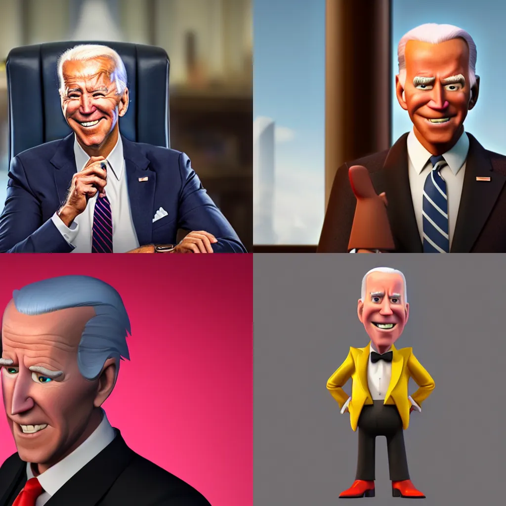 Prompt: pixar render of Joe Biden as a Disney villain, 4K, high octane render