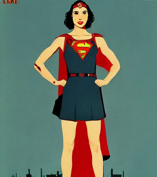 Image similar to Gal gadot posting for a Soviet Line of clothing in a Soviet propaganda realistic poster