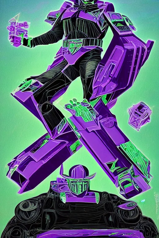 Prompt: portrait of cowboy johnny cash as purple green optimus prime power ranger from transformers masters of the universe surfing tonic stimulant fluids on air guitar zord UFO hoverboard, intricate, highly detailed, smooth, artstation, digital illustration by Lisa Frank and Ruan Jia and Mandy Jurgens and Artgerm and Wayne Barlowe and Greg Rutkowski and Zdislav Beksinski