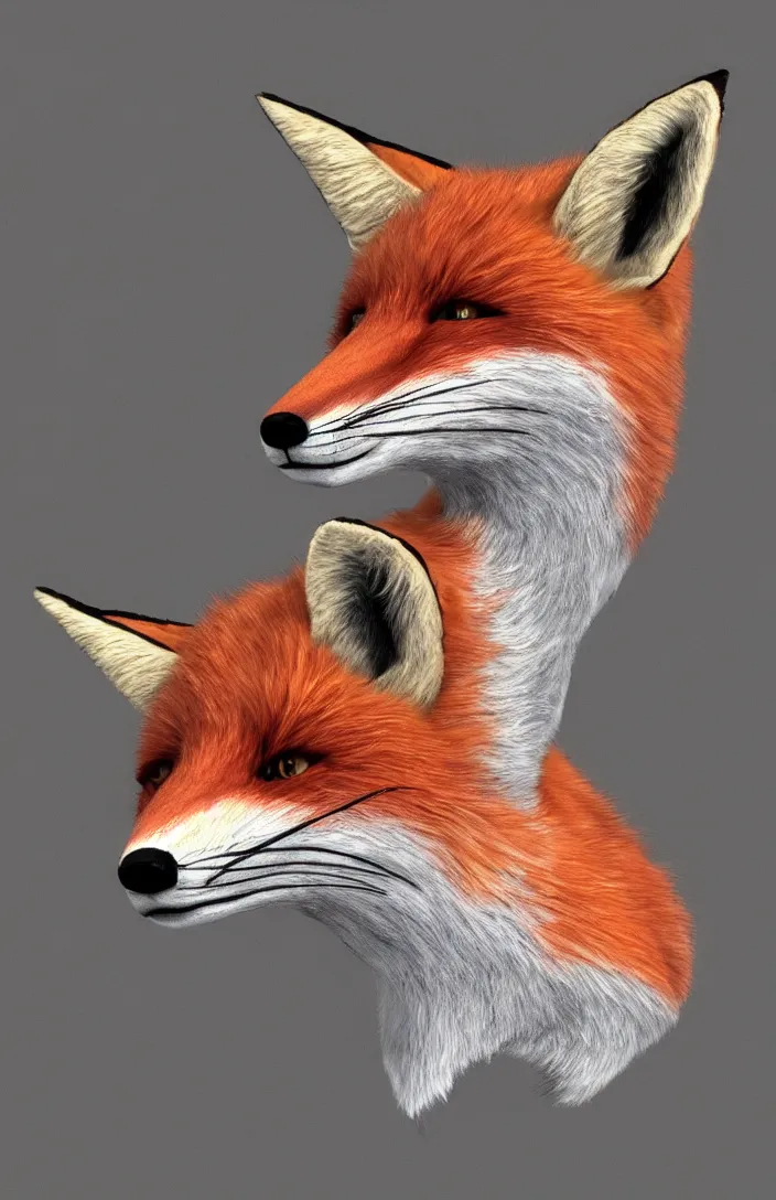 Image similar to a photorealistic humanoid fox, antrophomorphic