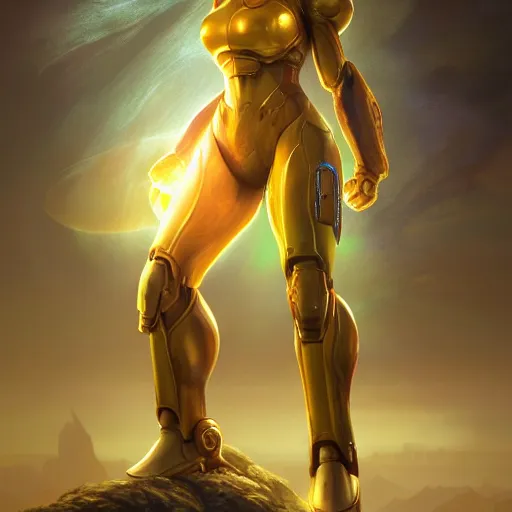 Prompt: samus, posing heroically, heavenly, full body, close-up shot, elegant, realistic character concept, high fantasy, light atmosphere, golden ratio, cinematic lighting, hyperdetailed, high resolution, insanely detailed and intricate, artstation, Marc Simonetti, Greg Rutkowski, octane render, 8k