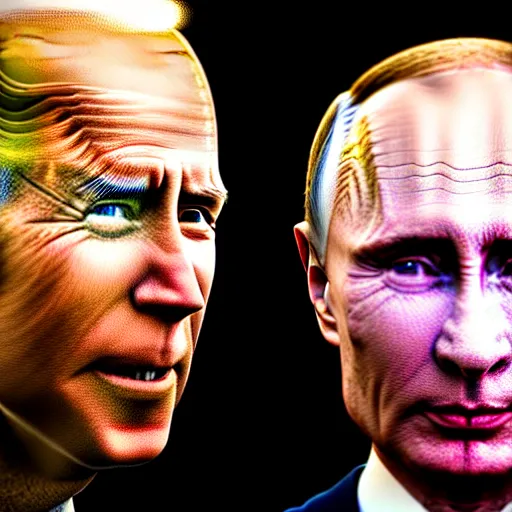 Image similar to uhd candid photo of cosmic joe biden and vladimir putin blowing up the entire solar system while high, glowing, global illumination, studio lighting, radiant light, hyperdetailed, correct faces, elaborate intricate details. photo by annie leibowitz