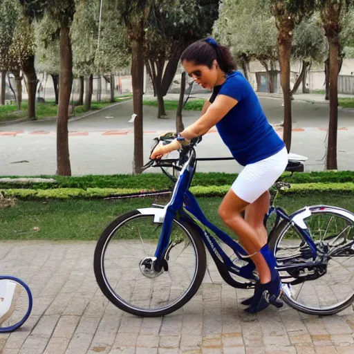 Prompt: esperanza macarena de sevilla montando en bicicleta