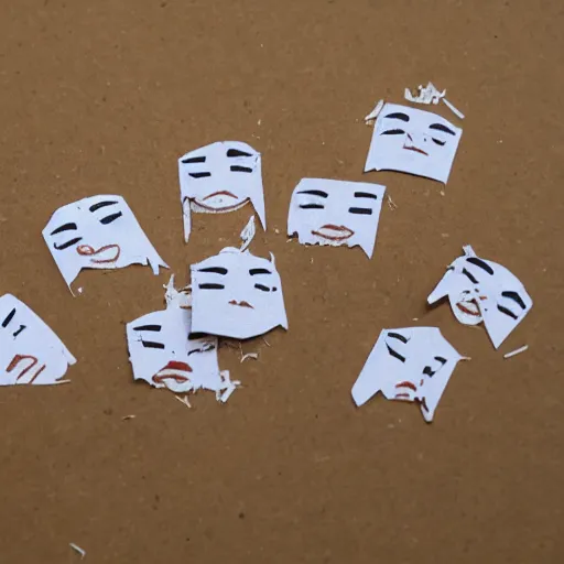 Prompt: paper shredded faces