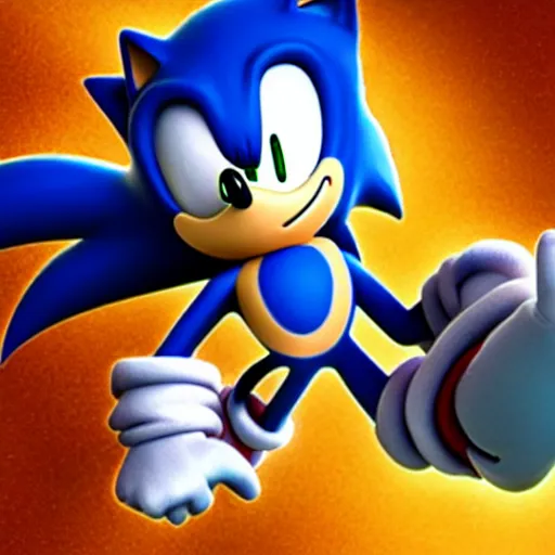 Prompt: Sonic the hedgehog going super saiyen, 8k
