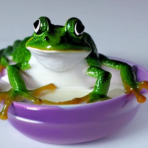 Image similar to a frog in yoghurt