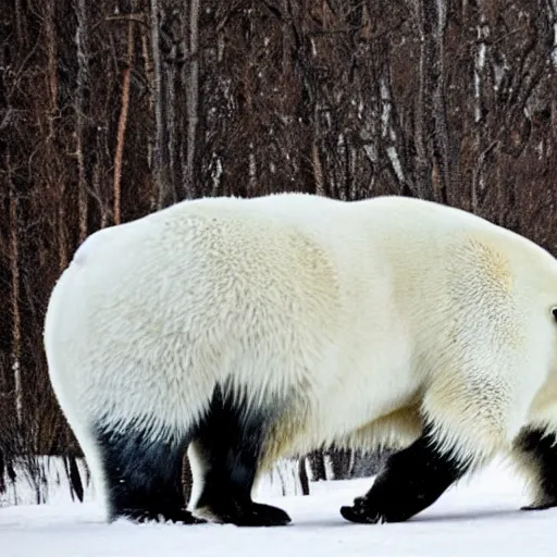 Prompt: graffiti of a polar bear driving an suv on ice