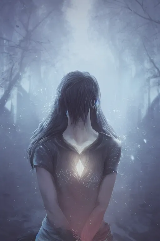 Prompt: necklace made of fingers : 6 character design : 2 midnight, illusion, stunning, breathtaking, majestic, asian fantasy, digital render, line art, unreal engine, de - noise, 8 k, volumetric lighting, symmetrical, pronounced features, detailed contrast, scattered mist, glow 3 d alejandro alvarez alena aenami