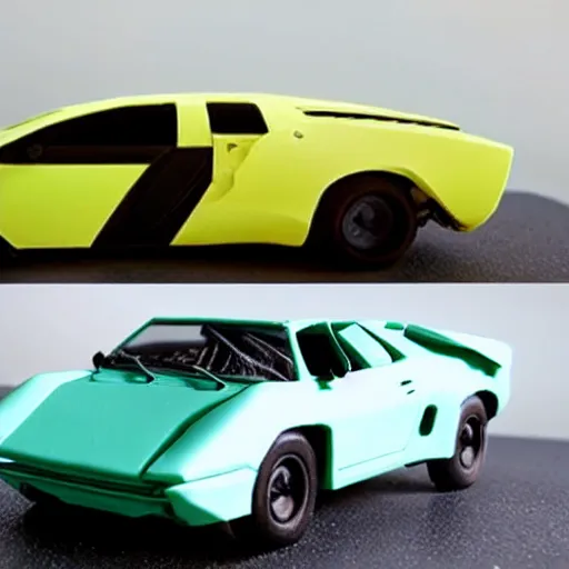 Image similar to a lamborghini made out of clay, claymation