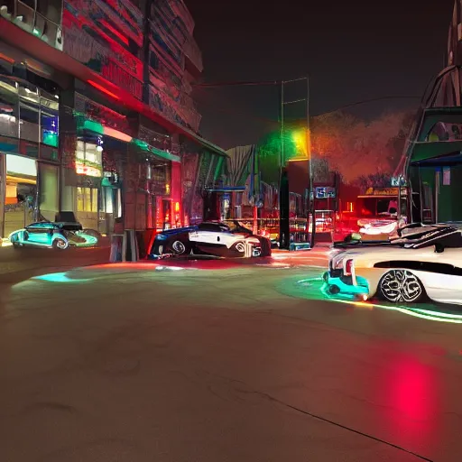 Prompt: chrome hoops lit by police lights, hyper detailed, cgi