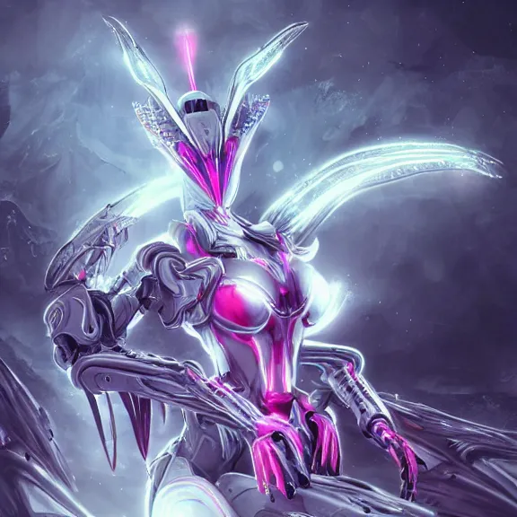 Image similar to highly detailed exquisite fanart, of a beautiful female warframe, but as an anthropomorphic robot dragon, sitting on a soft green sofa, with robot dragon head, off-white plated armor, bright Fuchsia skin, full body shot, epic cinematic shot, realistic, professional digital art, high end digital art, DeviantArt, artstation, Furaffinity, 8k HD render, epic lighting, depth of field