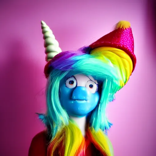 Prompt: aesthetic realistic 8 k rainbow pink gnome unicorn